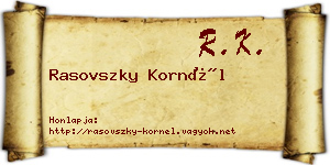 Rasovszky Kornél névjegykártya